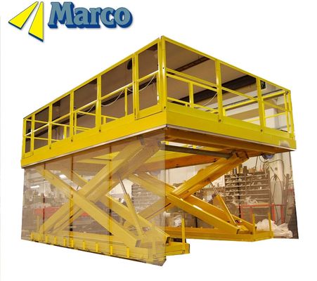 Plataforma de trabalho de elevação de tesoura hidráulica Marco de alta capacidade com duas placas de piso deslizantes
